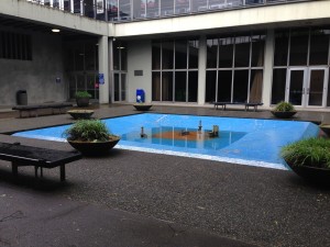 Veteran's Memorial Coliseum fountain - BEFORE